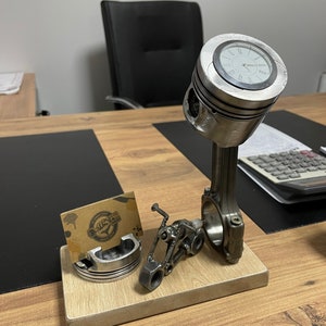 Piston Clock / Real Car Engine Parts / Piston Trinket / wooden based piston clock / Personalized!