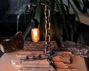 Bureaulamp ketting | Echte zware metalen ketting | Industriële tafellamp