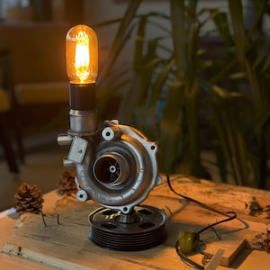 Turbocharger Lamp / Real Car Engine Parts / Upcycled / Handmade Lampshade / Customizable!