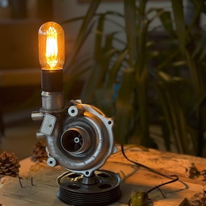 Turbocharger Lamp / Real Car Engine Parts / Upcycled / Handmade Lampshade / Customizable !