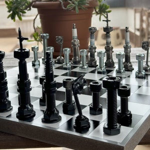 Spark Plug Chess Set | Real Car Engine Parts | Industrial Chess Board