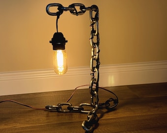 Bureaulamp ketting | Echte zware metalen ketting | Industriële tafellamp