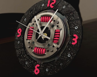 Wandklok drukplaat / Geüpcycled auto-onderdeel / Handgemaakt / Industrieel ontwerp