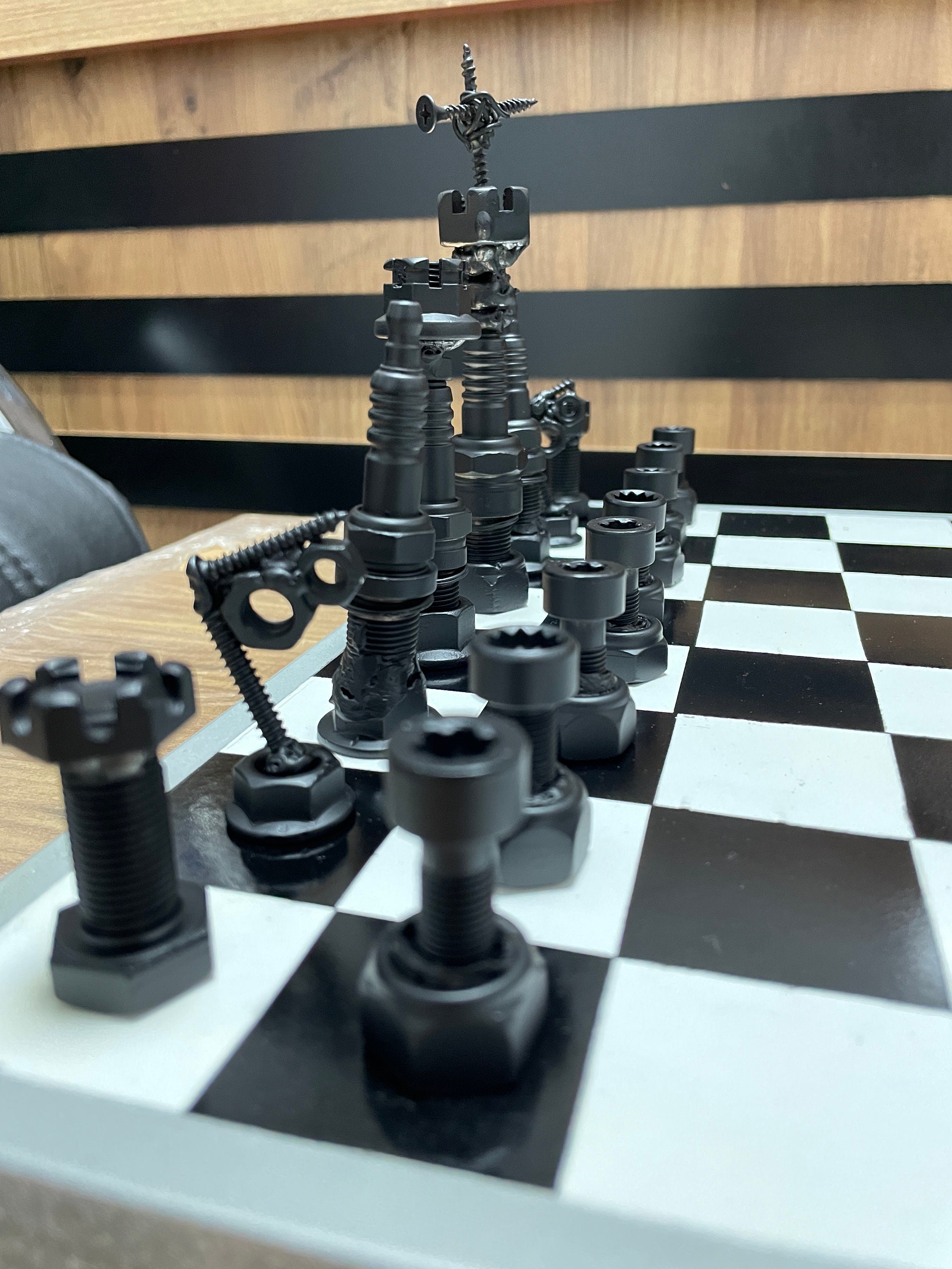 Unique Chess Set Pieces From Engine Parts / Real Car Engine 