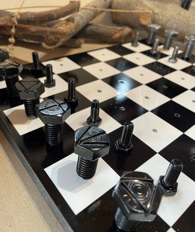 Chess Set Pieces From Bolts and Nuts / Real Car Engine Parts / Etsy
