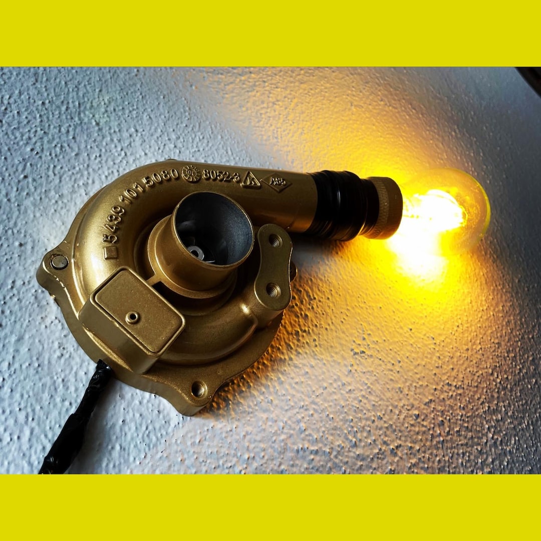 Gold Turbocharger Lamp / Real Car Engine Parts / Turbocharger Wall Lamp