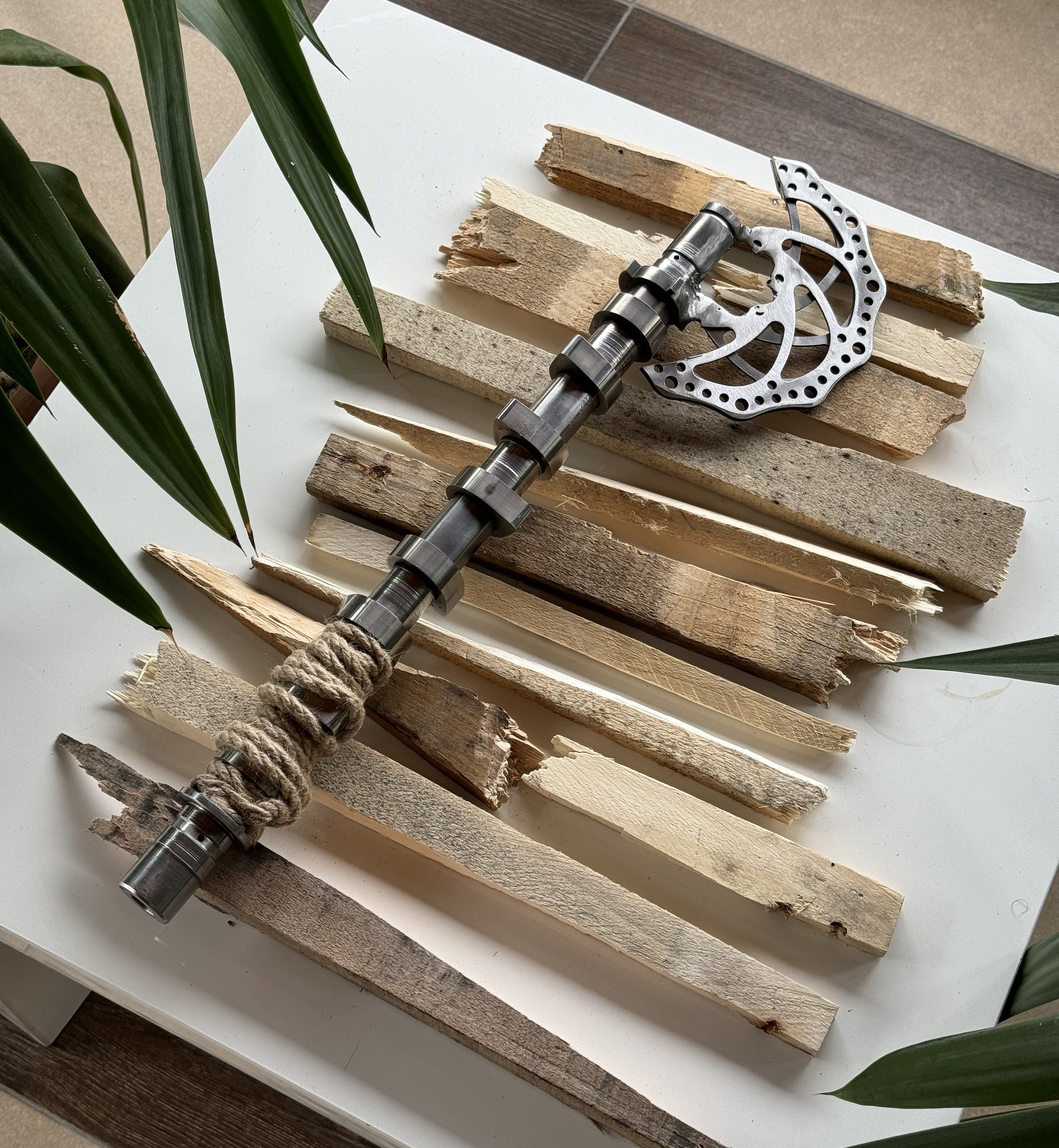 Camshaft and Brake Disc Axe | Handmade Industrial Viking-inspired