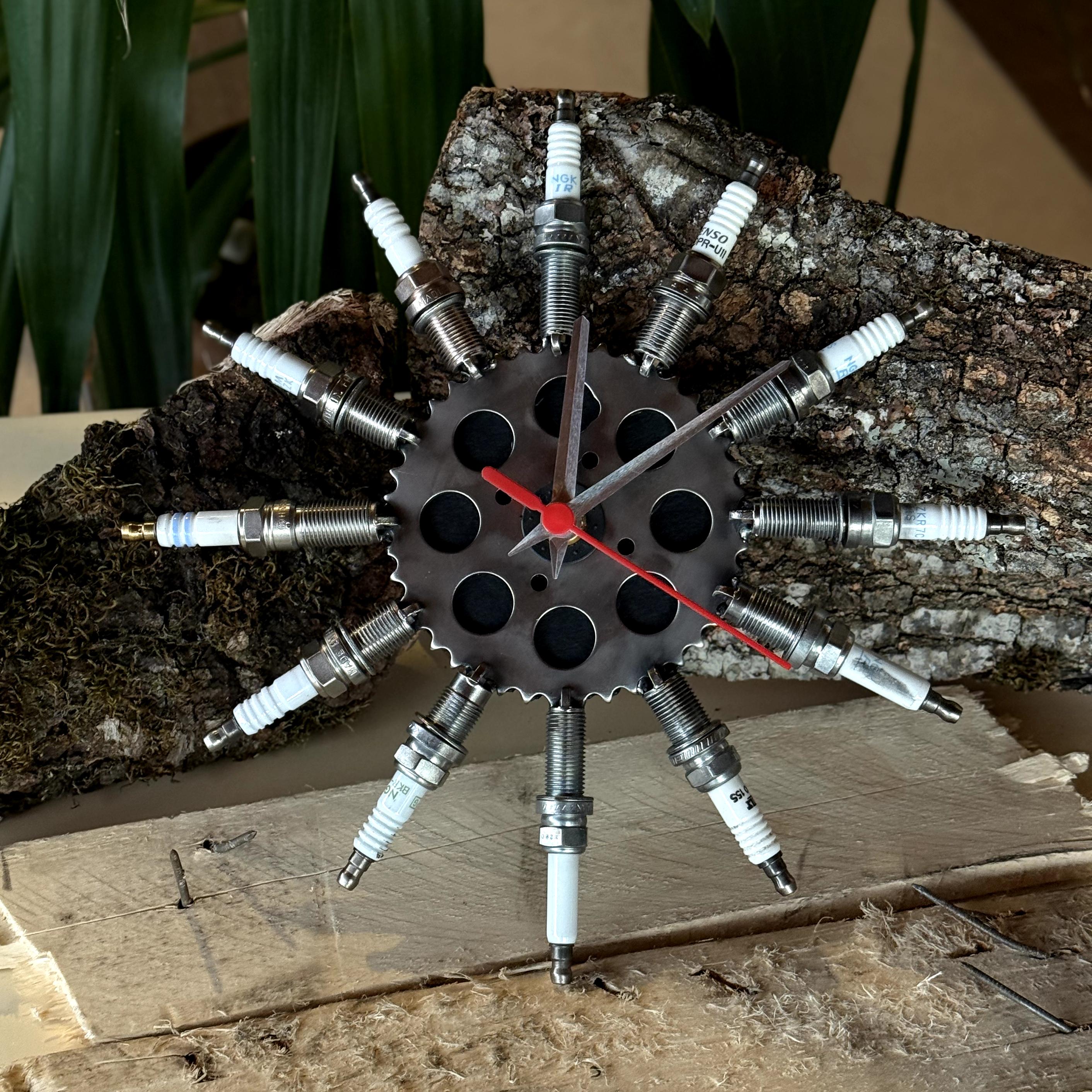 Spark Plug Wall Clock | Real Car Engine Parts | Industrial Wall Decor ...