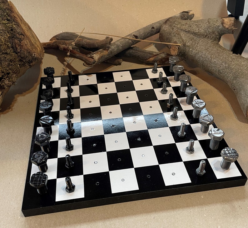 Chess Set Pieces From Bolts and Nuts / Real Car Engine Parts