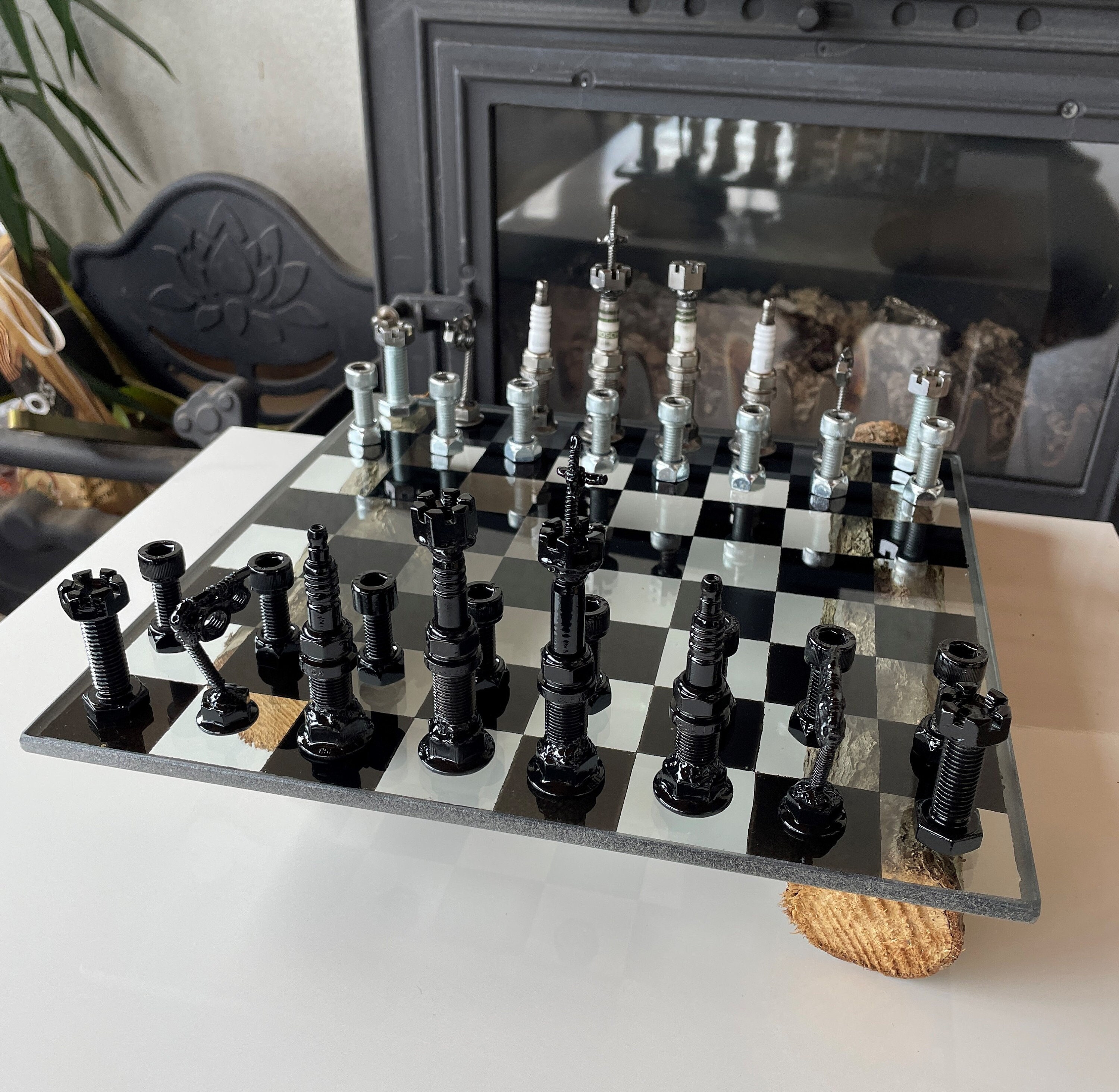 Gold Chess From Bolts and Nuts / Deluxe / Premium / Real Car 
