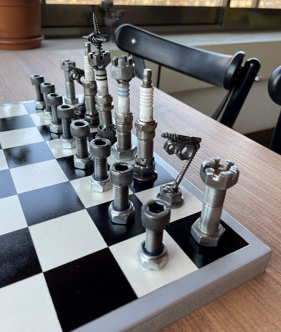 Chess Set Pieces From Bolts and Nuts / Real Car Engine Parts / Completely Handmade Etsy