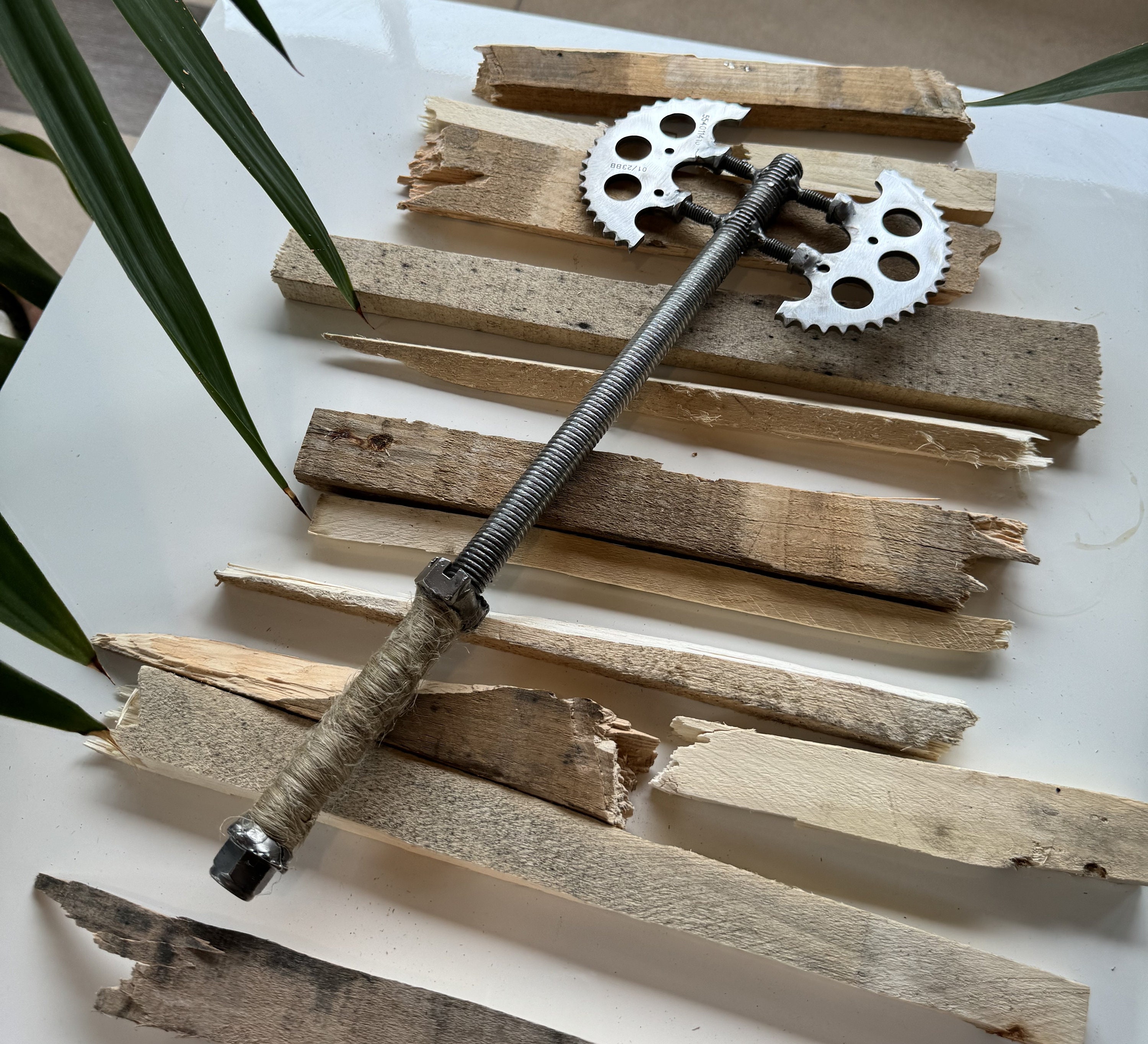 Cam Gear and Iron Rod Axe | Handmade Industrial Viking-inspired Tool ...