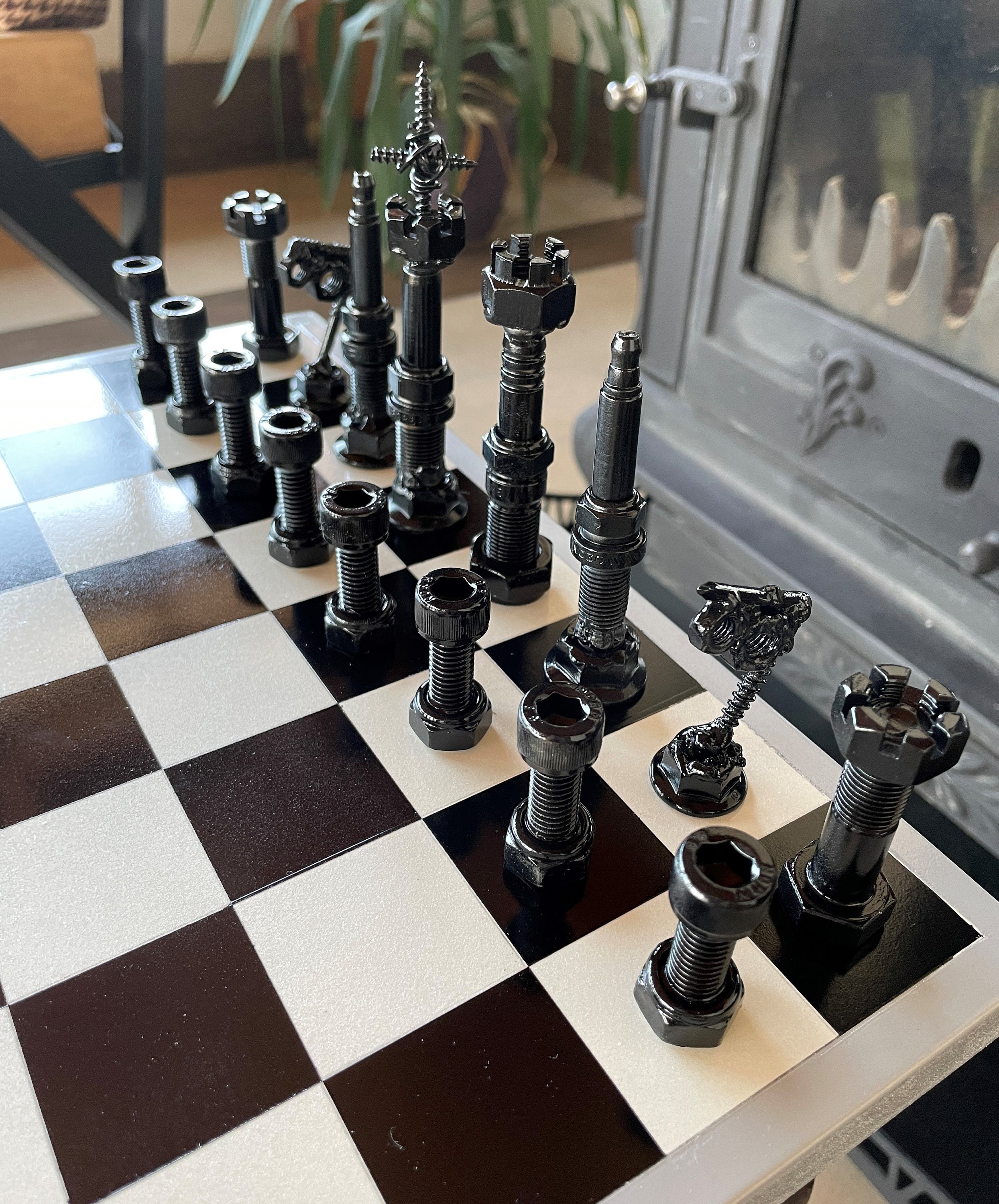 Unique Chess Set Pieces From Engine Parts / Real Car Engine 