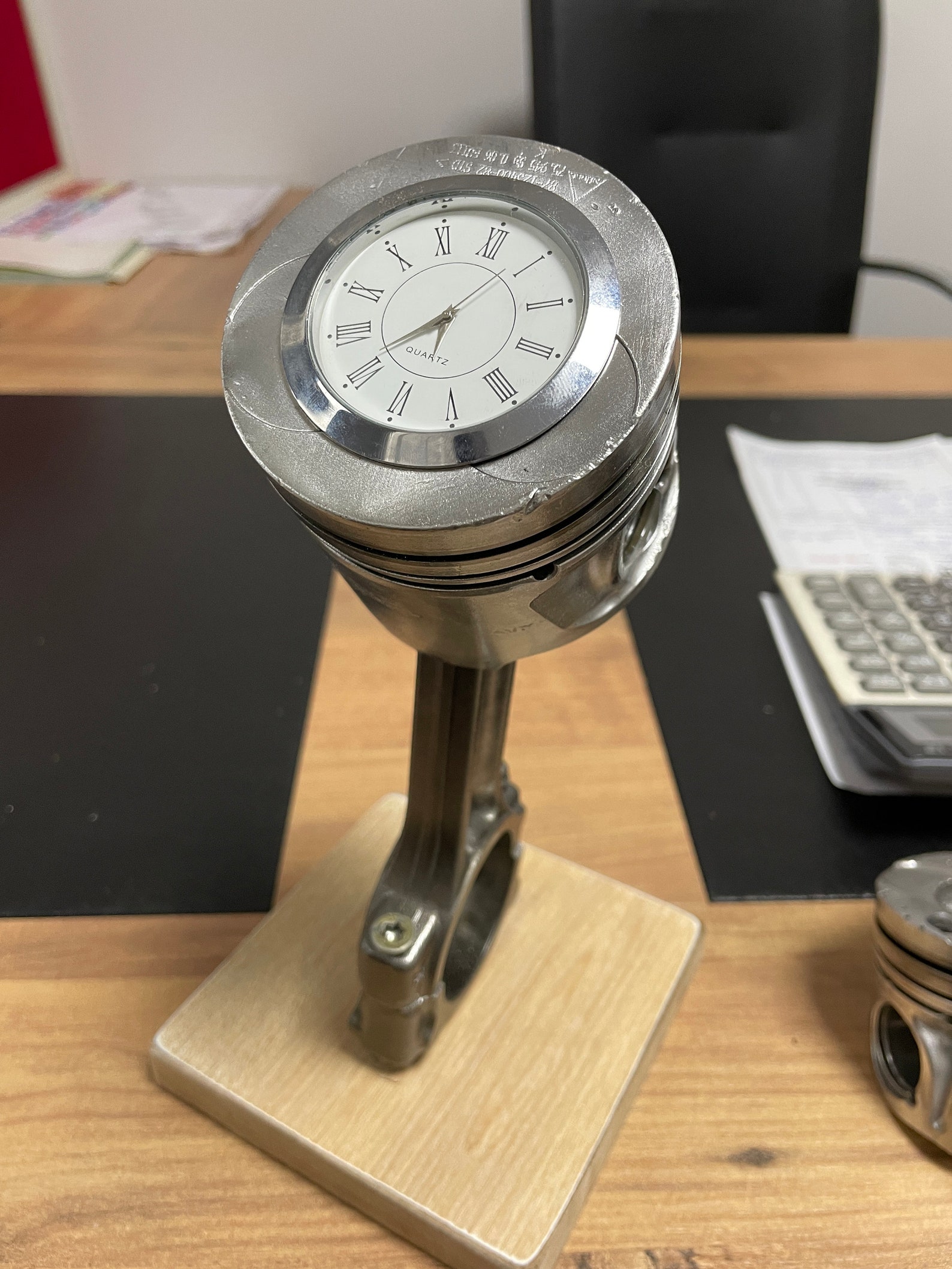 Piston Clock / Wooden Based Piston Clock / Real Car Engine Etsy