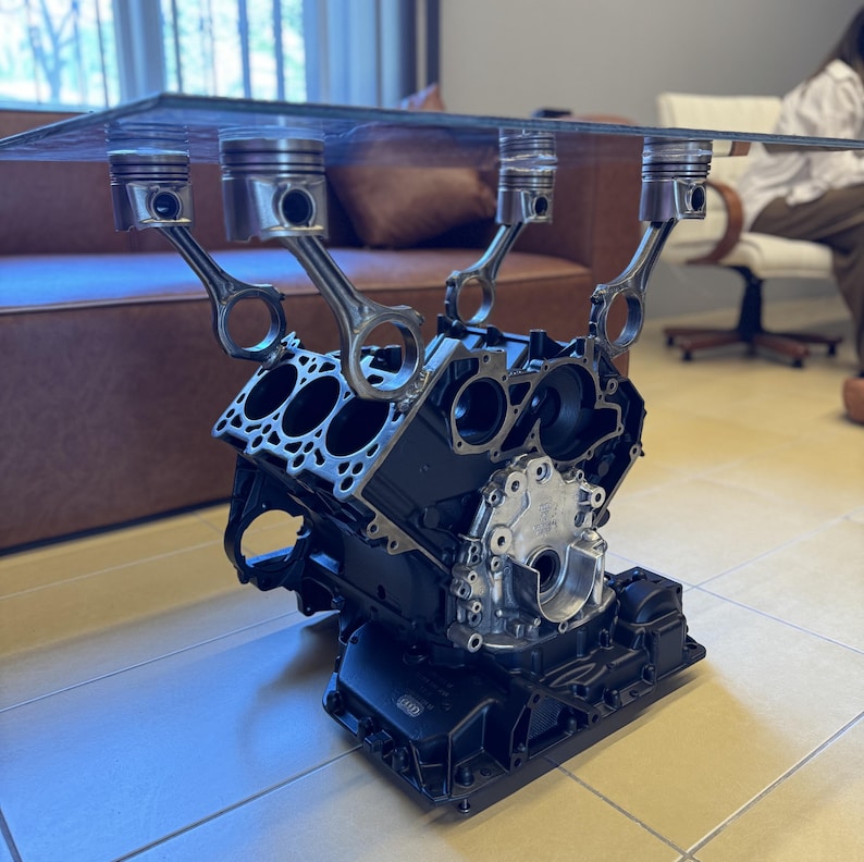 V6 Engine Block Table // Customizable Man Cave Furniture // Handmade ...