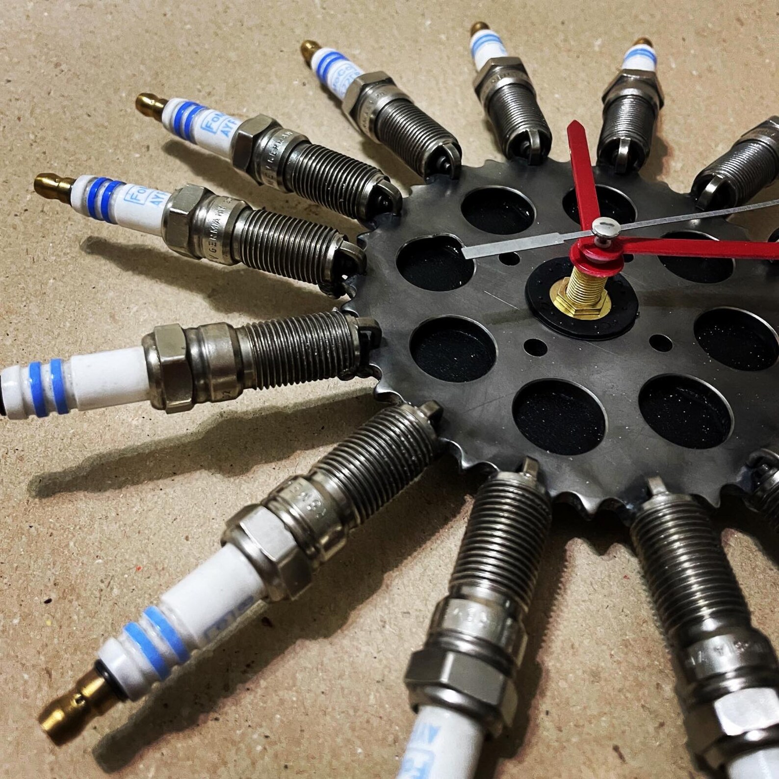 Spark Plug Sun Wall Clock / Large Urban Clock / Clock / Gift