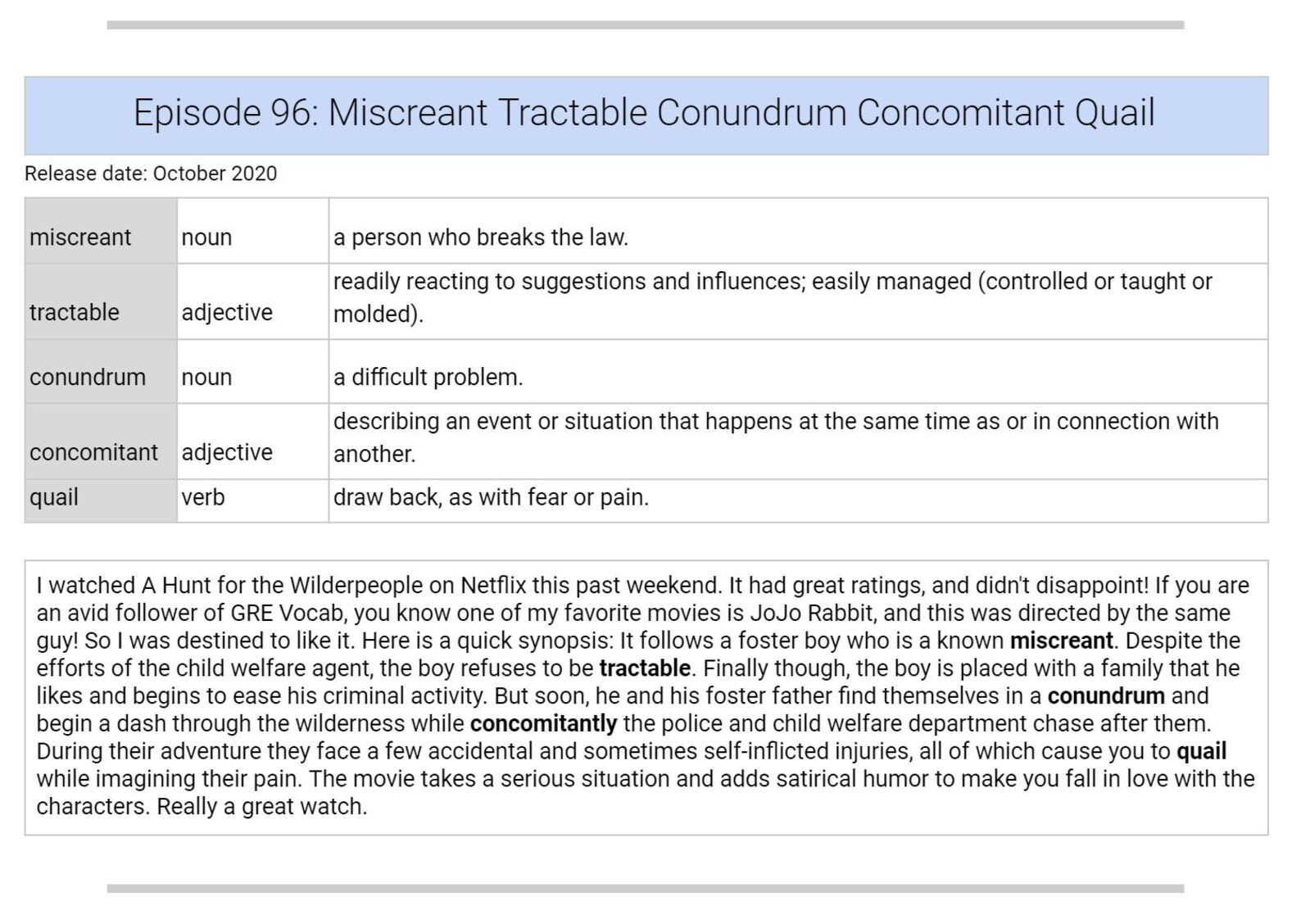 Scripts for GRE Vocab Podcast, GRE Vocabulary Guide, GRE Study Help ...