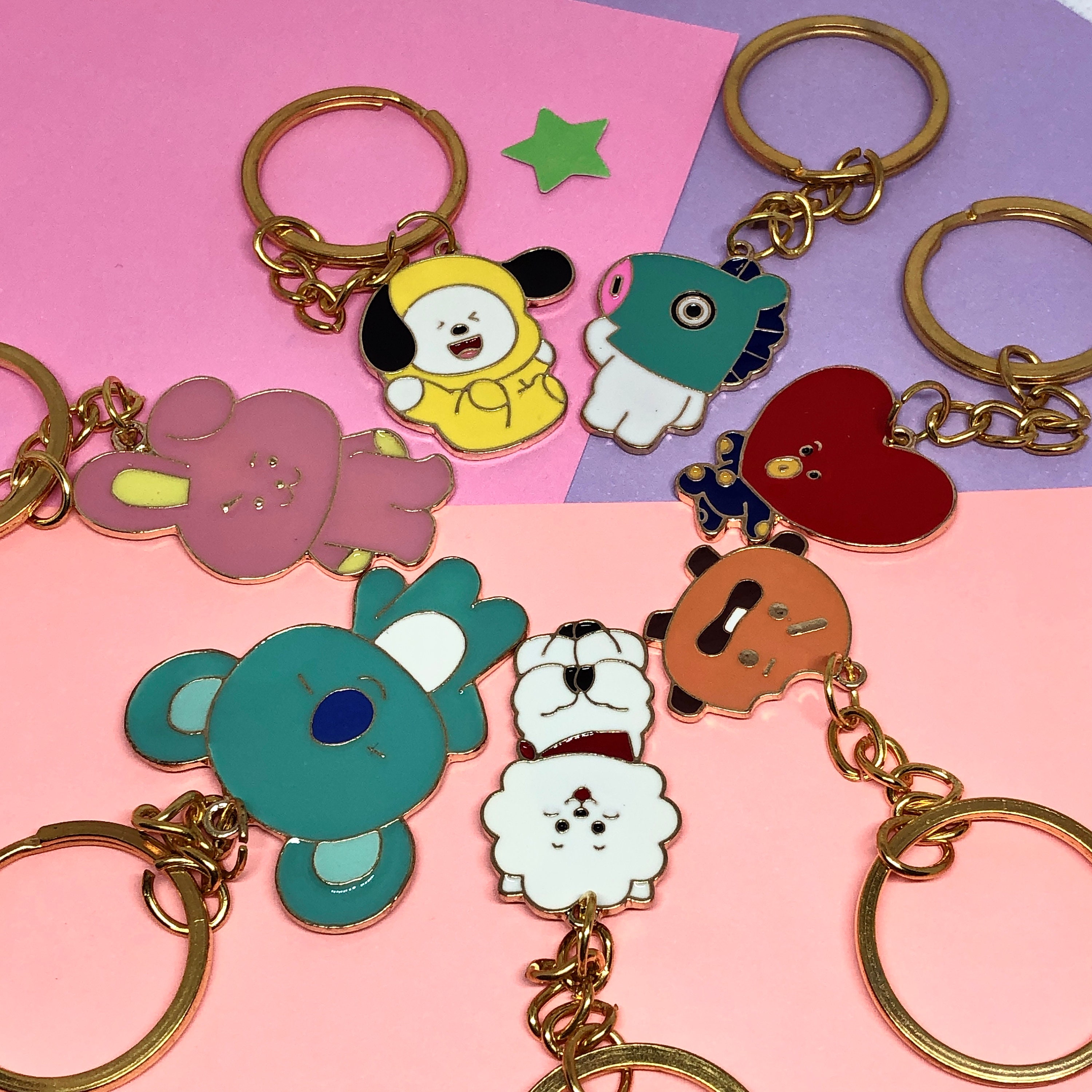 BTS Keychains gold metal backpack and purse accessory Etsy