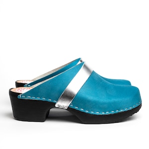 Uppsala turquoise and silver soft clog