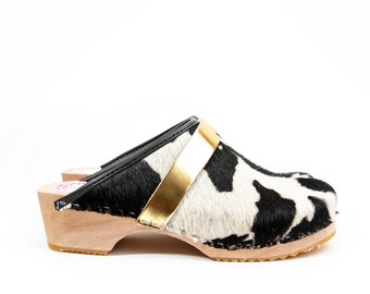 Åre cowhide gold clog