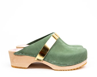 Malmö green gold clog