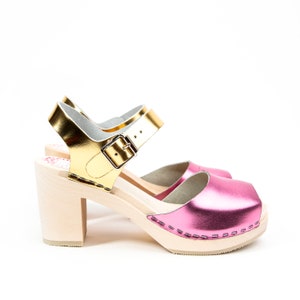 Visby metallic pink gold clog sandal