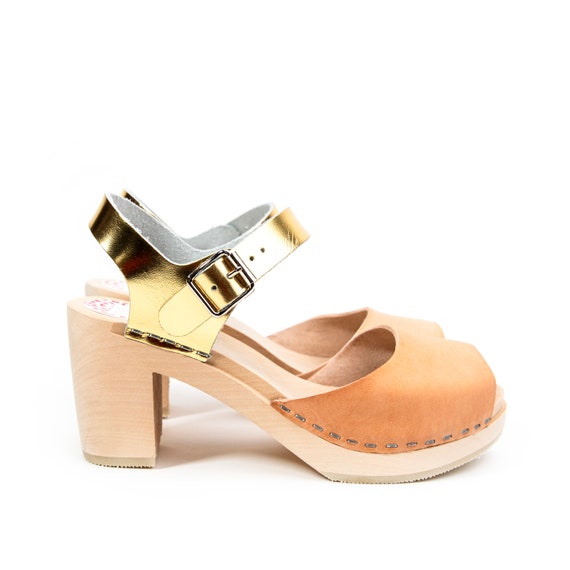 gold clog sandals