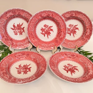 Vintage Spode Pink Camilla Soup Salad Bowl 9"D Large Rim. Made in England. DW/MW Safe. Price is for 1.  There are 5 at the time of listing.
