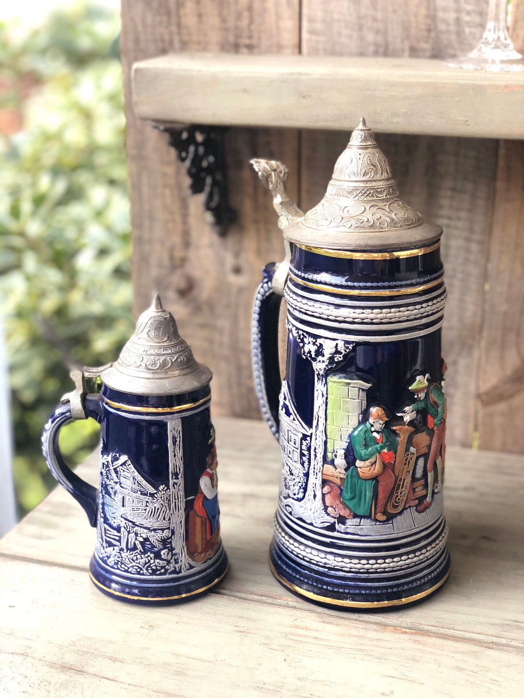Set of 2 DBGM Beer Steins. Pewter Lids. 11 1/4 7 Etsy