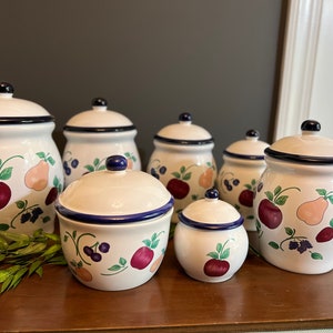 Vintage Princess House Orchard Medley Canisters. Like New Condition. Priced Individually.
