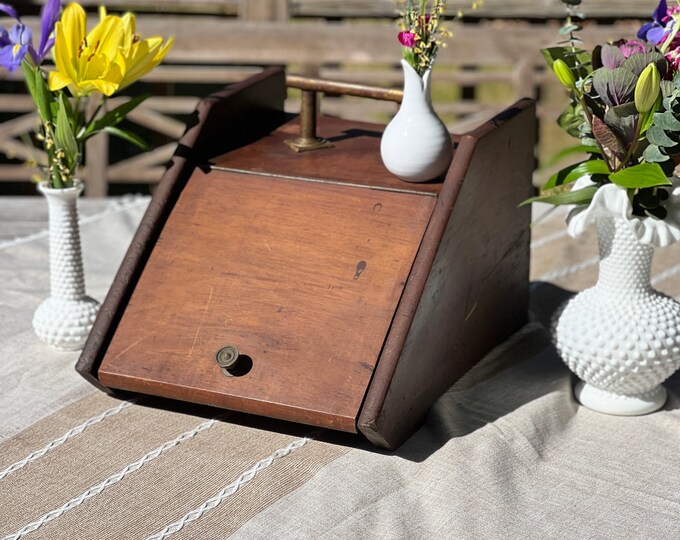 Vintage Wood Coal Box With Brass Handle. 19th Century Etsy