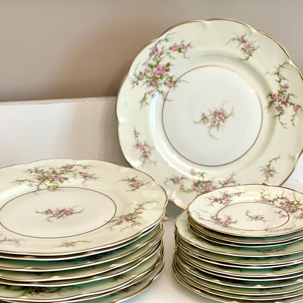 Vintage Theodore Haviland of New York Crafted in FRANCE Limoges Rosalinde Pattern. Red Back Stamp. Dinner, Salad and BB plates available.