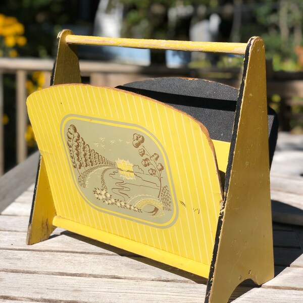 Vintage Magazine Holder.  Wood.  1950's.  Super cute.  Aged but lovely!