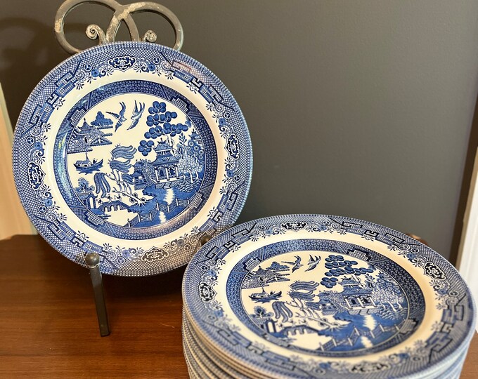 Churchill Blue Willow Dinner Plate-vintage Blue Willow Dinner Plate ...