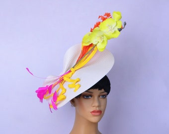 New kentucky derby hat with Moth orchids,fascinator,tea party hat,Church Hat,Melbourne cup,luncheon fascinator Hat,wedding fascinator hat.