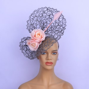 New grey kentucky derby hat,fascinator,tea party hat,Church Hat,Melbourne cup hat,luncheon fascinator,cocktail hat,wedding fascinator hat.