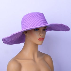 Purple Wide Brim Oversized Beach Hats/Straw hat/Beach hat For Women Large Straw Hat Anti-uv Sun Protection Foldable Sun Shade Hat Cap Cover. image 3