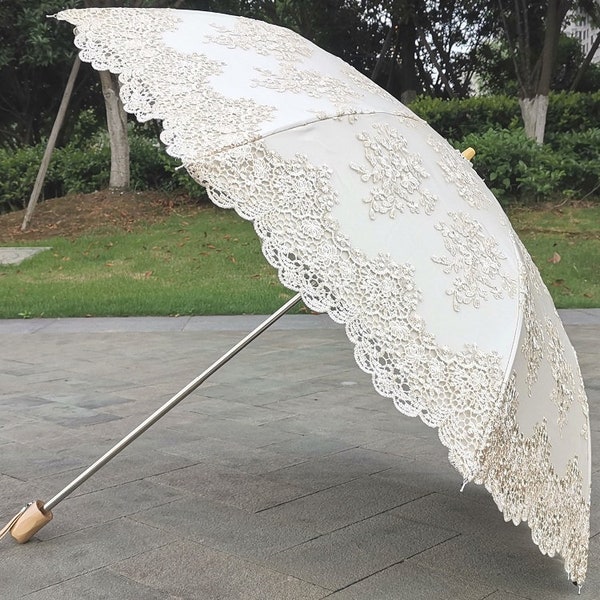 Parasol brodé en dentelle, mariage, cadeaux d'anniversaire, shower de bébé, quinceanera, cocktail, décoration de mariage, cadeau, parapluie brodé.