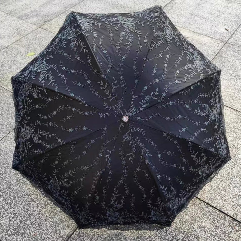 Stylish Parasol,Sun Protection,summer,UV Protection,gift for her,sun shade umbrella,all weather umbrella,birthday gift,embroidery umbrella. image 2