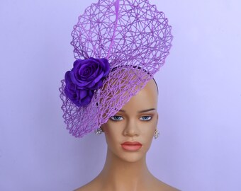 Purple Beaded Couture Fascinator Purple Crinoline Fascinator: Gold Pearl Jeweled Hair Clip - Etsy main image 3