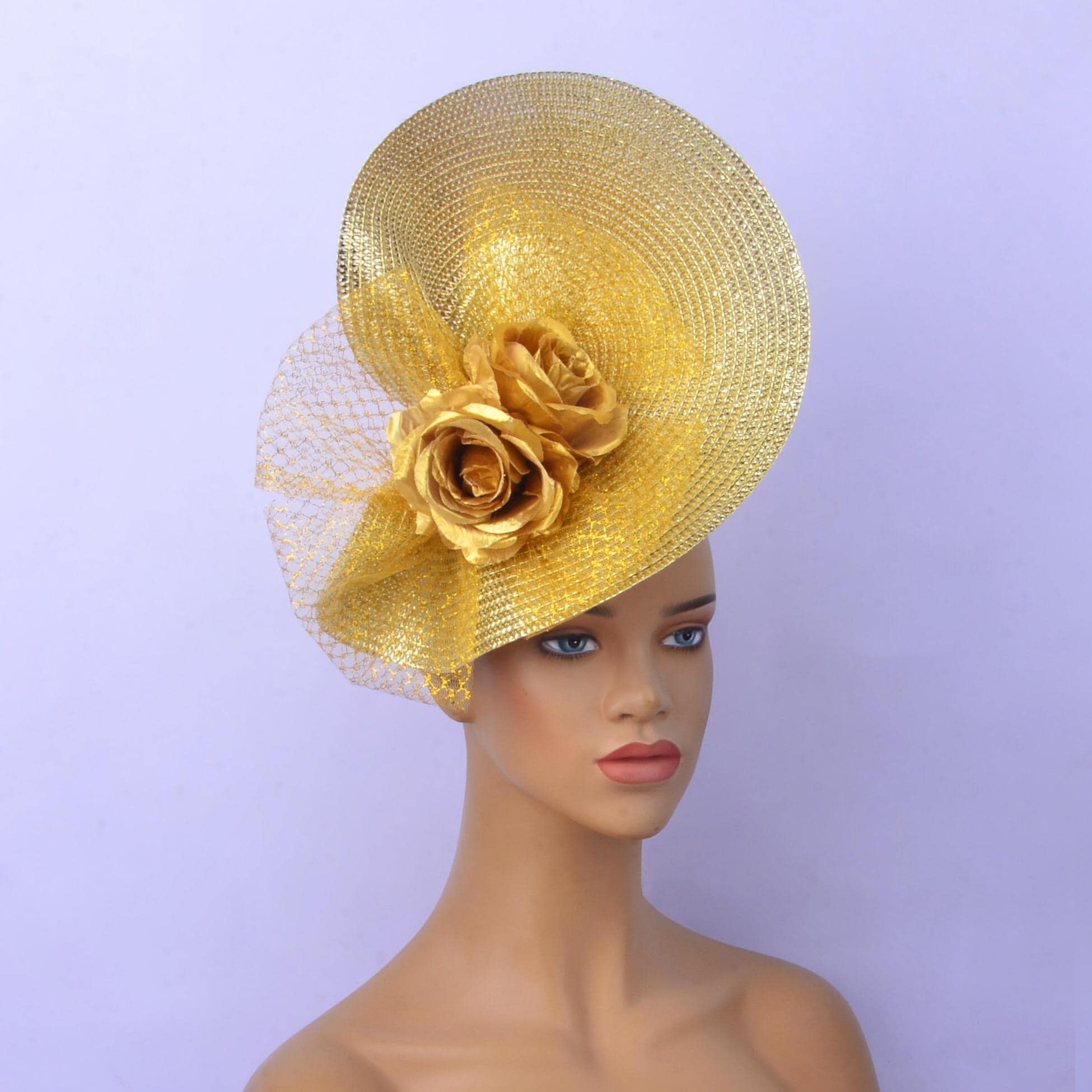 Gold Kentucky Derby Fascinator Hat: Tea Party, Wedding 