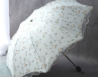 Borduurparasol, UV-bescherming, zonbescherming, zomercadeau, UV-bescherming, cadeau voor haar, zonneschermparaplu, paraplu voor alle weersomstandigheden, verjaardagscadeau