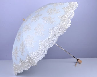 Beige Embroidery Parasol,Wedding,Anniversary gifts,Bridal Shower,Quinceniera,Cocktail Party,Wedding Decoration,gift,Embroidery umbrella.