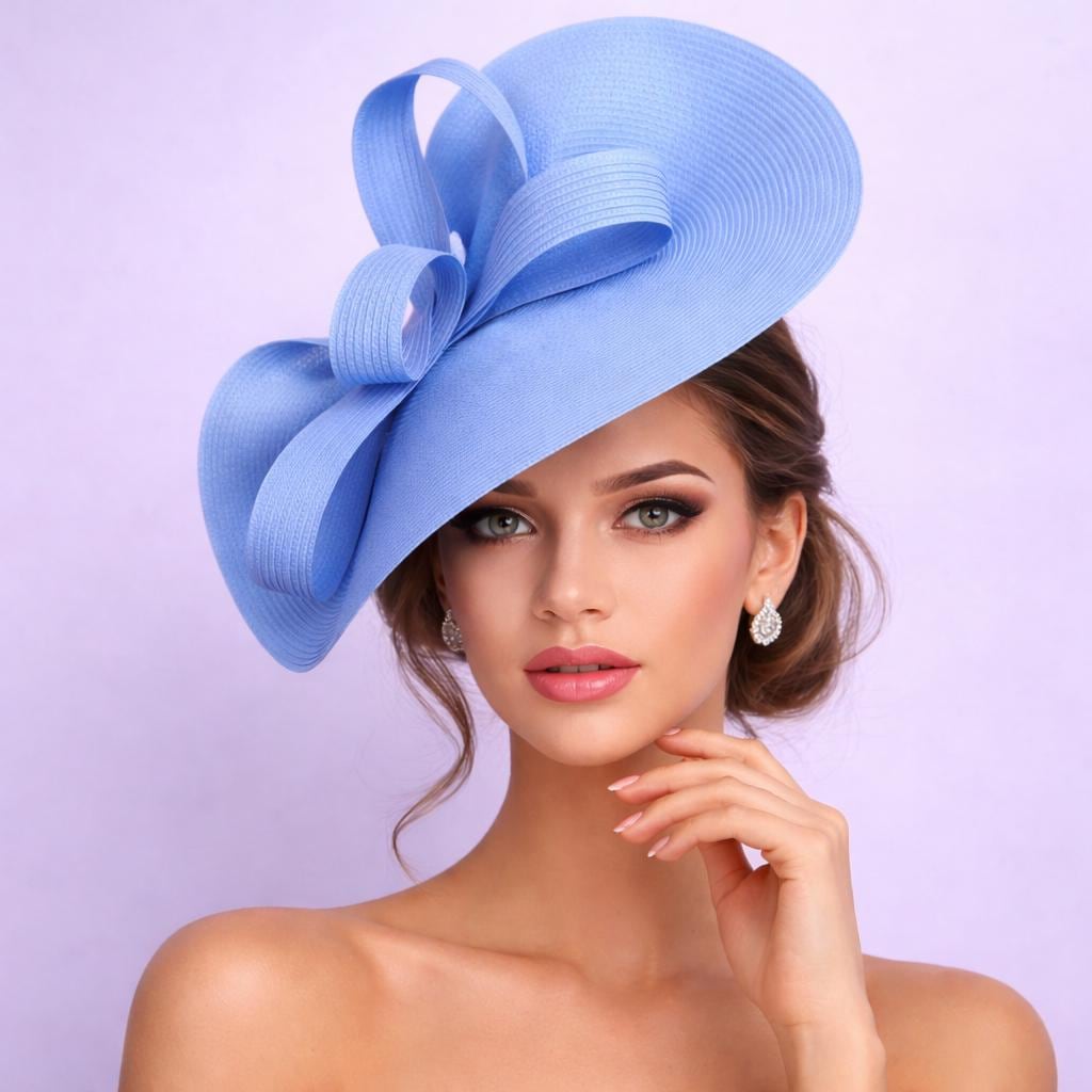 Chapeau Mariage Bibi Bleu Roi Avec Ruban Incliné Course Hippique Mariage Grand Format