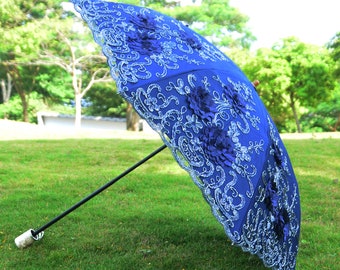 Embroidery peonies Parasol,UV Protection,Wedding,Bridal Shower,Anniversary gifts,Cocktail Party,Wedding Decoration,Embroidery umbrella,gift.