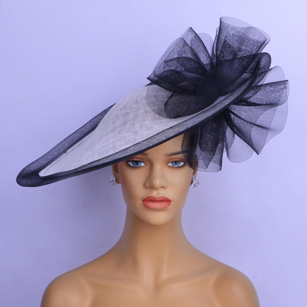 3117 Sinamay Kentucky Derby Hats Fascinators For Women, Tea Party Black Large Flower Fascinator Sinamay Church Hat for Women  main image 4
