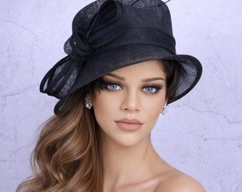 Small Brim Sinamay Hat with Bow – Women’s Derby Hat for Weddings & Race Days