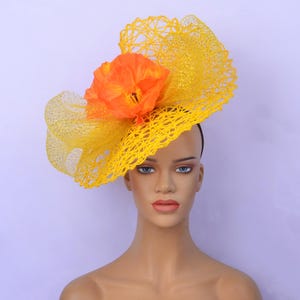 Yellow Kentucky Derby Fascinator: Silk Flower Tea Party Hat