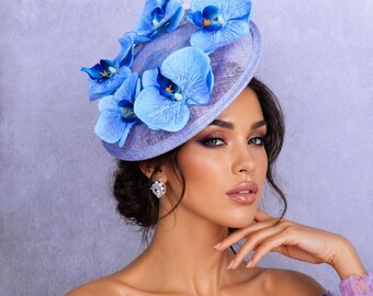 Light Blue Sinamay Fascinator: Kentucky Derby Party Hat