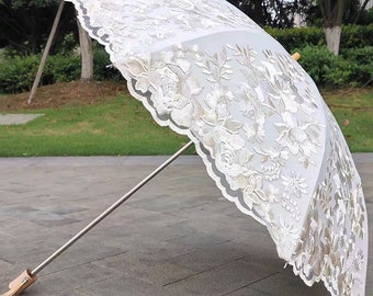 Embroidery Parasol,Wedding,Anniversary gifts,Bridal Shower,Quinceniera,Cocktail Party,Wedding Decoration,Embroidery umbrella,Four colours.